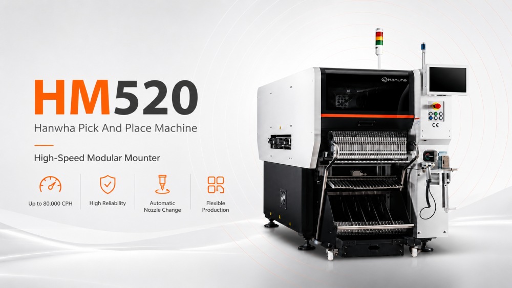 HM520 Hanwha Pick And Place Machine HM520 Hanwha Alma ve Yerleştirme Makinesi