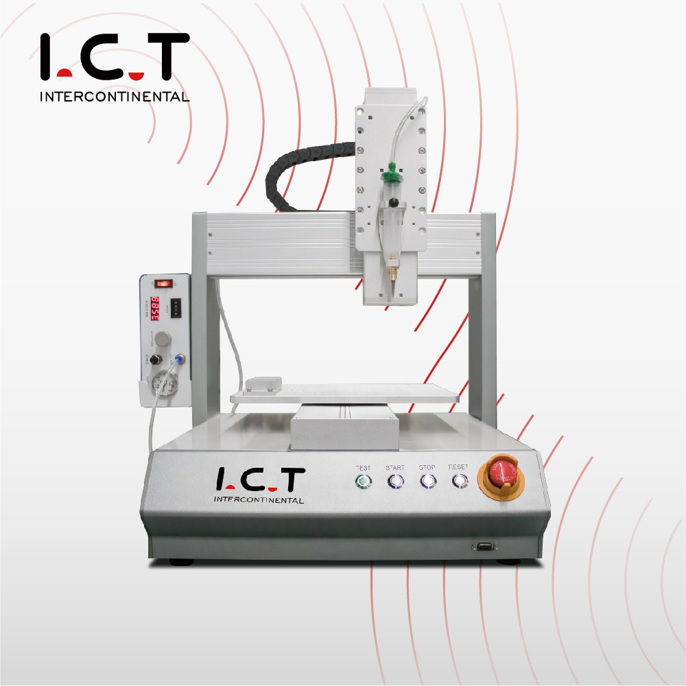 I.C.T | 3 eksenli koçan Tezgah üstü tutkal makinesi ar PCB dağıtım SMT üretimde
